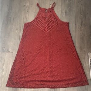 Rust, halter lace dress